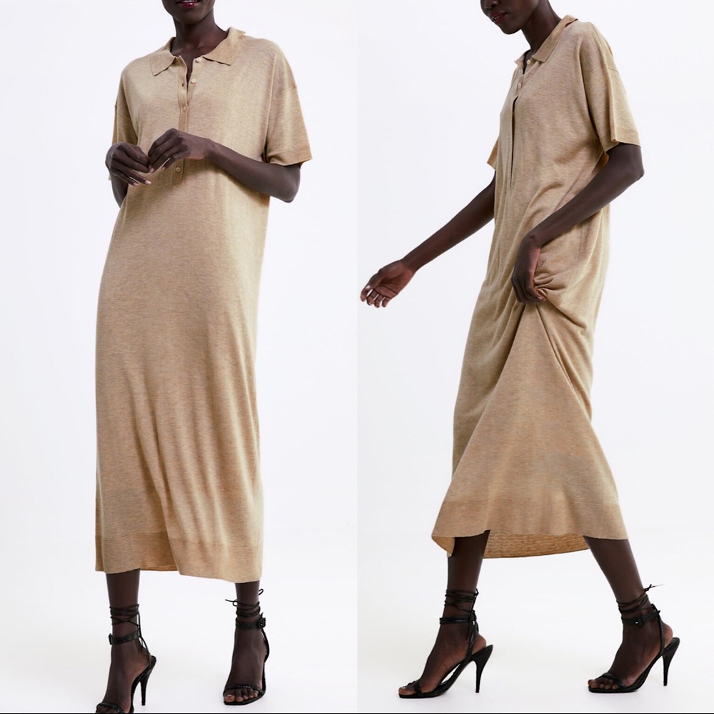 Zara long knit dress, size small, neutral color